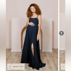 Revelry “Maternity Nova” Chiffon Dress, Navy Blue, Size 10